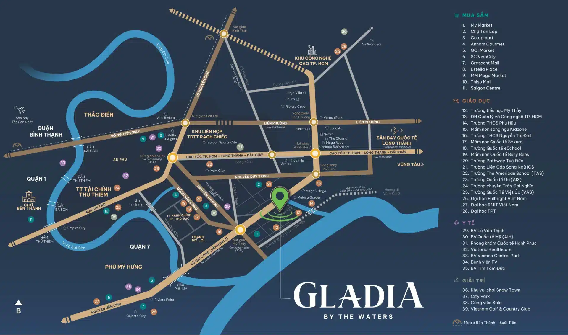 Vị trí dự án Gladia By The Waters Khang Điền