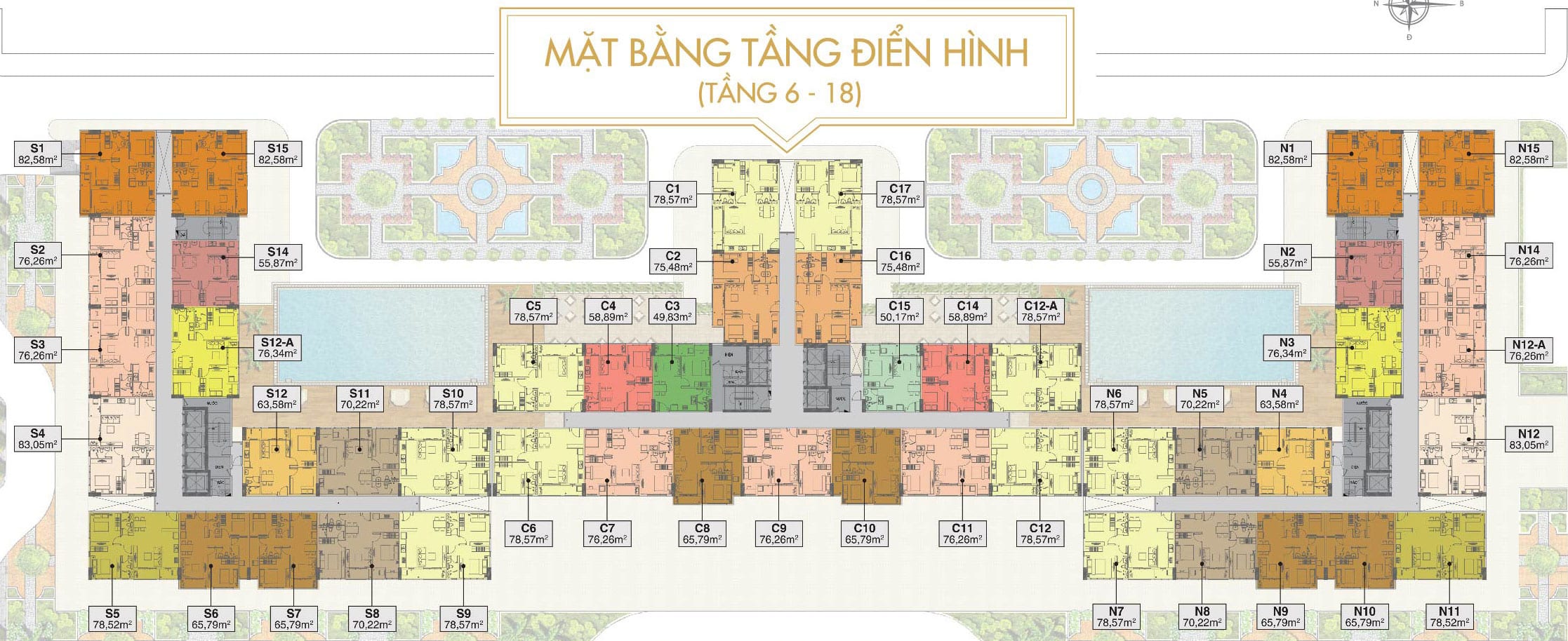 Mặt bằng tầng điền hình Saigon Mia
