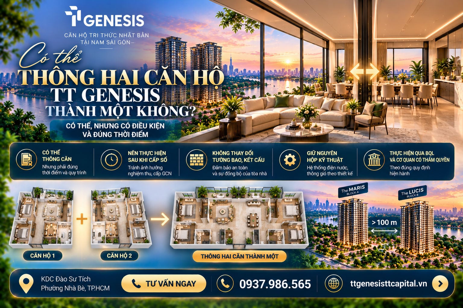 Có thể thông hai căn hộ TT Genesis thành một không?